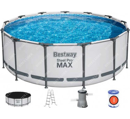 5618W Bestway Круглый каркасный бассейн, 396х122см+фильтр-насос, лестница, тент